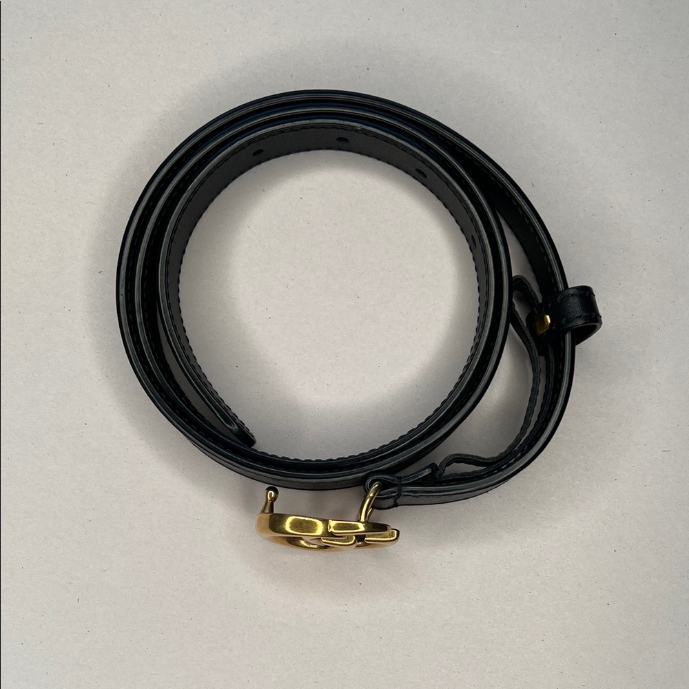 Authentic Gucci GG Marmont Black Leather Slim Belt - Picture 2 of 9